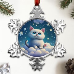 Cat On The Sky Metal Small Snowflake Ornament by 1212