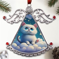 Cat On The Sky Metal Angel With Crystal Ornament