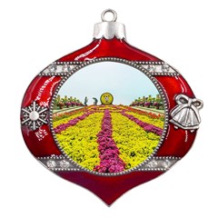 Beautiful Garden Metal Snowflake And Bell Red Ornament