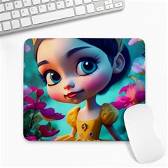 Beautiful Flowers With Cartoon Large Mousepad by 1212