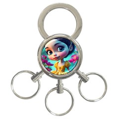 Beautiful Flowers With Cartoon 3-ring Key Chain by 1212