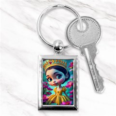 Beautiful Flowers With Cartoon Key Chain (rectangle) by 1212