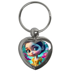 Beautiful Flowers With Cartoon Key Chain (heart) by 1212