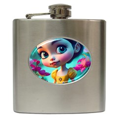 Beautiful Flowers With Cartoon Hip Flask (6 Oz) by 1212