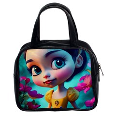 Beautiful Flowers With Cartoon Classic Handbag (two Sides) by 1212