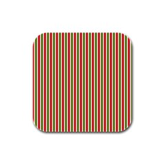 Pattern Background Red White Green Rubber Square Coaster (4 Pack) by Amaryn4rt