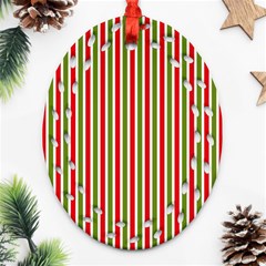 Pattern Background Red White Green Ornament (Oval Filigree)