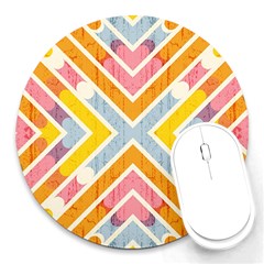 Line Pattern Cross Print Repeat Round Mousepad by Amaryn4rt