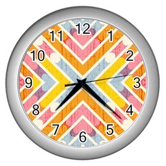 Line Pattern Cross Print Repeat Wall Clock (silver) by Amaryn4rt