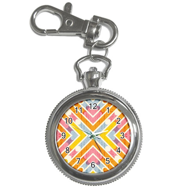 Line Pattern Cross Print Repeat Key Chain Watches