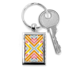 Line Pattern Cross Print Repeat Key Chain (rectangle) by Amaryn4rt