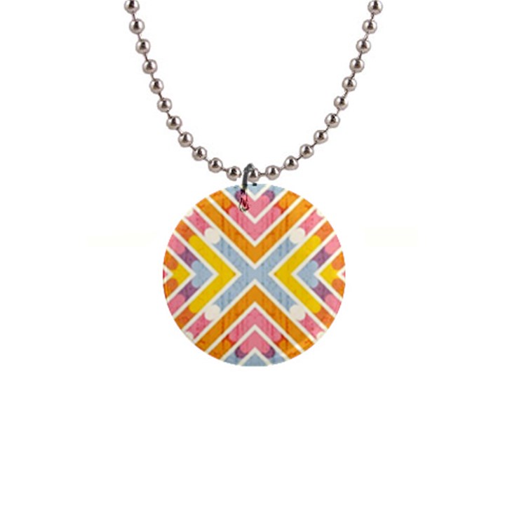 Line Pattern Cross Print Repeat 1  Button Necklace