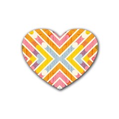 Line Pattern Cross Print Repeat Rubber Coaster (heart) by Amaryn4rt