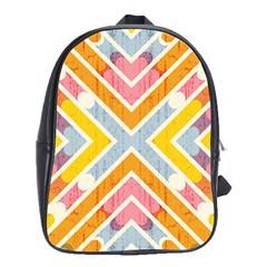 Line Pattern Cross Print Repeat School Bag (large) by Amaryn4rt