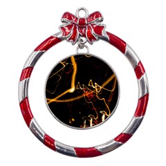 Abstract Metal Red Ribbon Round Ornament by Amaryn4rt