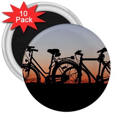 Bicycles Wheel Sunset Love Romance 3  Magnets (10 Pack)  by Amaryn4rt