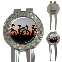 Bicycles Wheel Sunset Love Romance 3-in-1 Golf Divots by Amaryn4rt