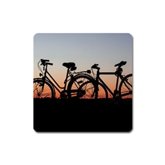 Bicycles Wheel Sunset Love Romance Square Magnet by Amaryn4rt