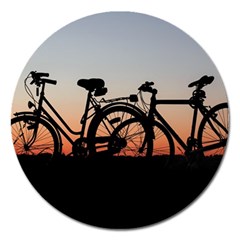 Bicycles Wheel Sunset Love Romance Magnet 5  (round) by Amaryn4rt