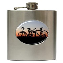 Bicycles Wheel Sunset Love Romance Hip Flask (6 Oz) by Amaryn4rt