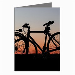 Bicycles Wheel Sunset Love Romance Greeting Card by Amaryn4rt