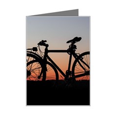 Bicycles Wheel Sunset Love Romance Mini Greeting Card by Amaryn4rt