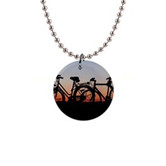 Bicycles Wheel Sunset Love Romance 1  Button Necklace by Amaryn4rt