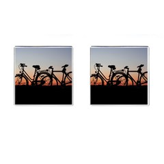 Bicycles Wheel Sunset Love Romance Cufflinks (square) by Amaryn4rt