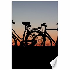 Bicycles Wheel Sunset Love Romance Canvas 12  X 18  by Amaryn4rt