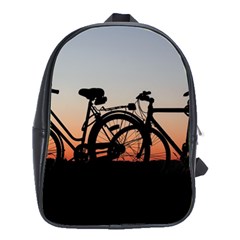 Bicycles Wheel Sunset Love Romance School Bag (large) by Amaryn4rt