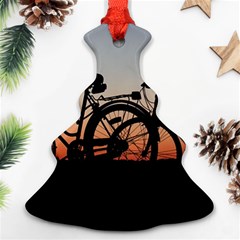 Bicycles Wheel Sunset Love Romance Christmas Tree Ornament (two Sides) by Amaryn4rt