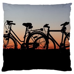 Bicycles Wheel Sunset Love Romance Large Cushion Case (two Sides) by Amaryn4rt