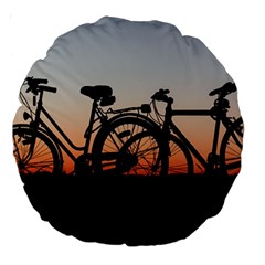 Bicycles Wheel Sunset Love Romance Large 18  Premium Round Cushions by Amaryn4rt