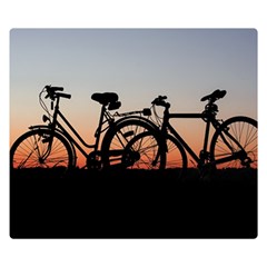 Bicycles Wheel Sunset Love Romance Two Sides Premium Plush Fleece Blanket (small) by Amaryn4rt