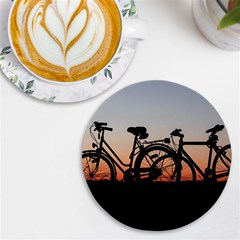 Bicycles Wheel Sunset Love Romance Uv Print Round Tile Coaster by Amaryn4rt