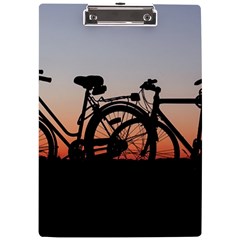 Bicycles Wheel Sunset Love Romance A4 Acrylic Clipboard by Amaryn4rt