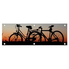 Bicycles Wheel Sunset Love Romance Banner And Sign 6  X 2  by Amaryn4rt