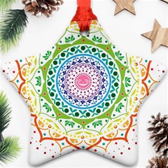 Mandala Pattern Rainbow Pride Ornament (star)