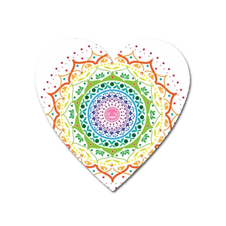 Mandala Pattern Rainbow Pride Heart Magnet