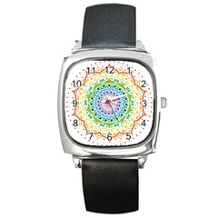 Mandala Pattern Rainbow Pride Square Metal Watch by Vaneshop