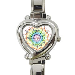 Mandala Pattern Rainbow Pride Heart Italian Charm Watch by Vaneshop