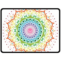 Mandala Pattern Rainbow Pride Fleece Blanket (large) by Vaneshop