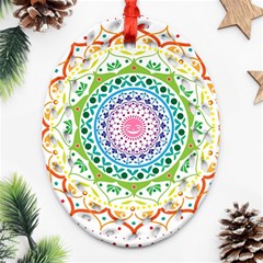 Mandala Pattern Rainbow Pride Ornament (oval Filigree)