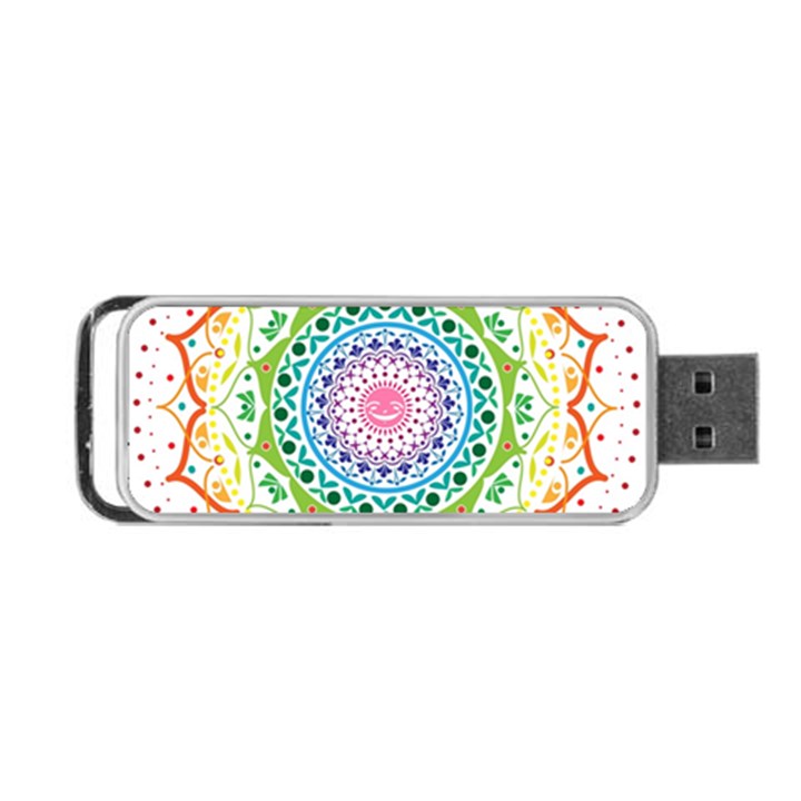 Mandala Pattern Rainbow Pride Portable USB Flash (One Side)