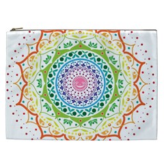 Mandala Pattern Rainbow Pride Cosmetic Bag (xxl) by Vaneshop