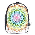 Mandala Pattern Rainbow Pride School Bag (XL) Front