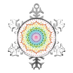 Mandala Pattern Rainbow Pride Metal Small Snowflake Ornament by Vaneshop