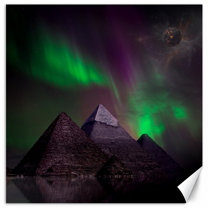 Fantasy Pyramid Mystic Space Aurora Canvas 16  x 16 