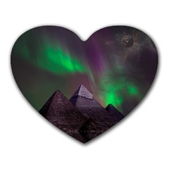 Fantasy Pyramid Mystic Space Aurora Heart Mousepad by Grandong