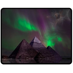 Fantasy Pyramid Mystic Space Aurora Fleece Blanket (medium) by Grandong